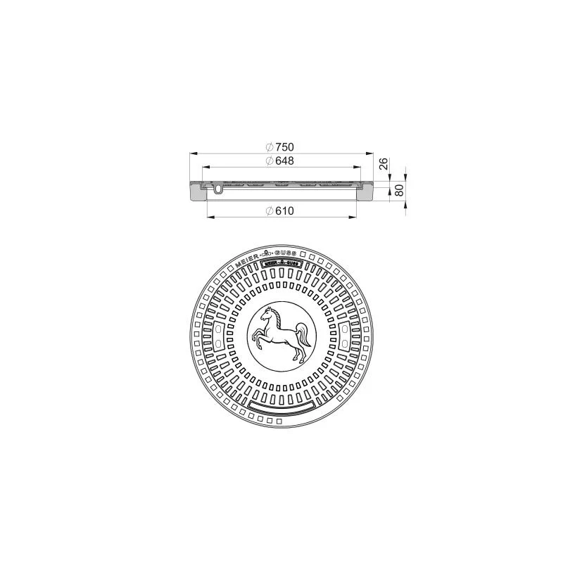 begehbare Schachtabdeckung rund für Schachtkonus / Schachtring Di 600 / 625 mm
