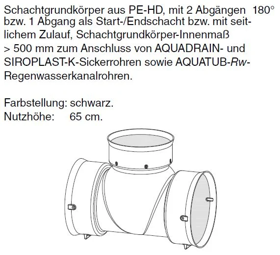 MULTI-inspect 400 Kontroll- u. Spülschacht, Nutzhöhe 65cm, zum Anschluss anAquadrain / Aquatub / Siroplast