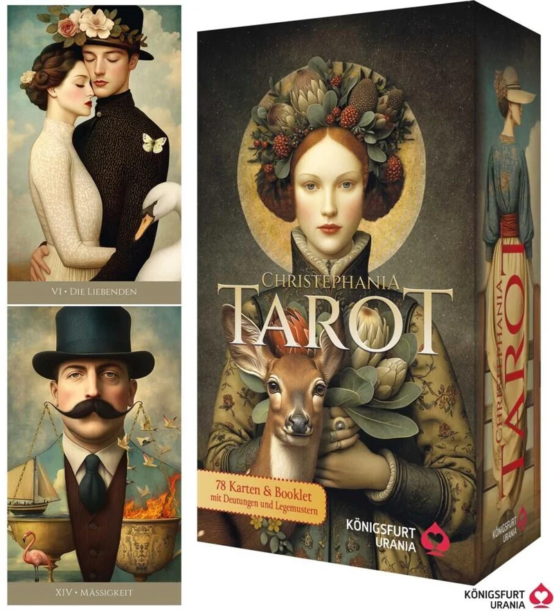 Christephania Tarot - 78 farbige Tarotkarten und ein 176-seitiges Booklet mit Deutungen und Legungen (nostalgisches, hochwertiges Tarotdeck)