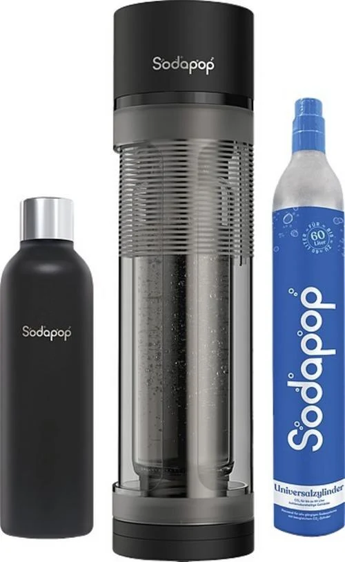 SODAPOP Wassersprudler Logan mit Edelstahlflasche + CO -Zylinder