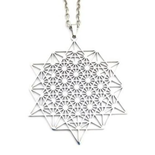 Halskette \"64 Stern Tetraeder\" Edelstahl 6x5cm mit 60cm Edelstahlkette