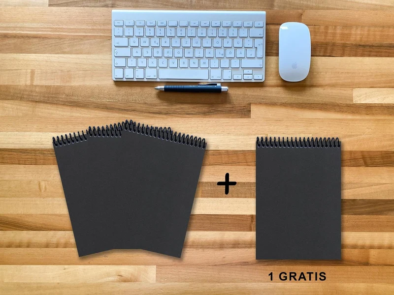 A 5 Notizblock - Set, 3+1 gratis, Luxury 80 Seiten SCHWARZ ONYX GLITTER-OPTIK, liniert