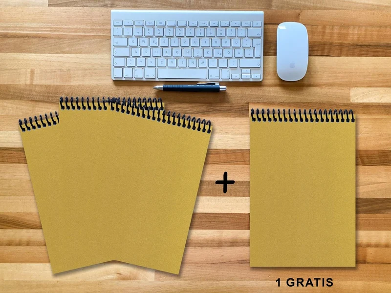 A 4 Notizblock - Set, 3+1 gratis, Luxury 80 Seiten GOLD GMUND SHIMMER, liniert