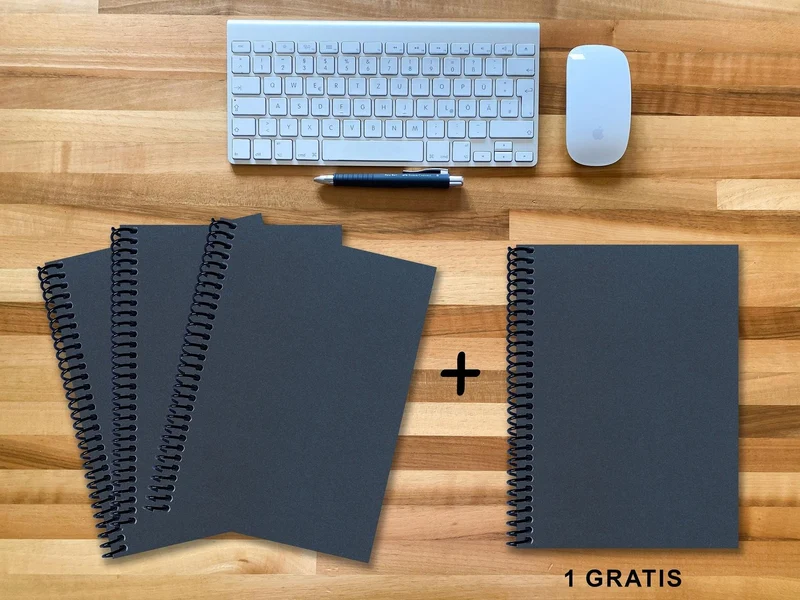 A 4 Notizbuch - Set, 3+1 gratis, Luxury 80 Seiten BLAU NEW LAPISLAZULI GLITTER-OPTIK, punktiert 5x5mm