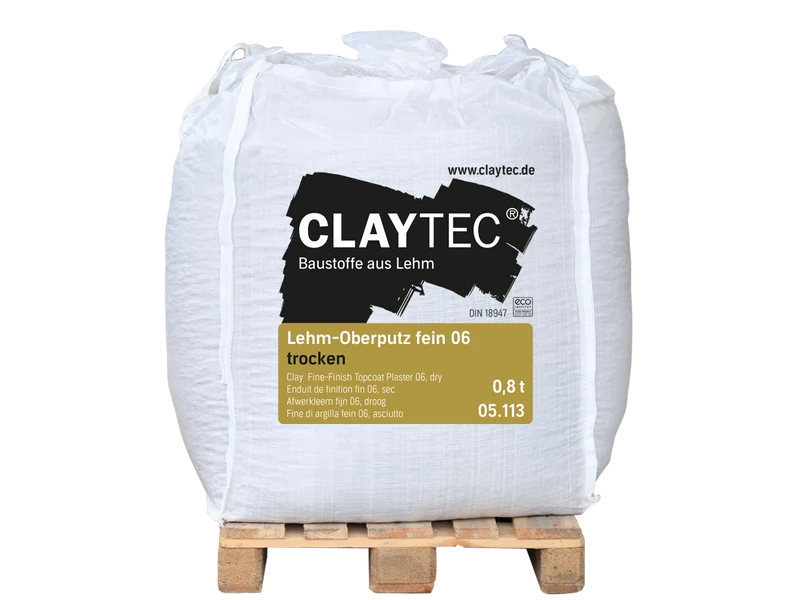 Claytec Lehm Oberputz fein 06 trocken - 800 kg BigBag