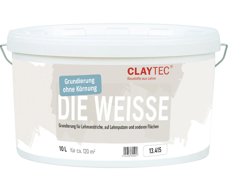 Claytec Grundierung Die Weiße, glatt - 10 Liter Eimer