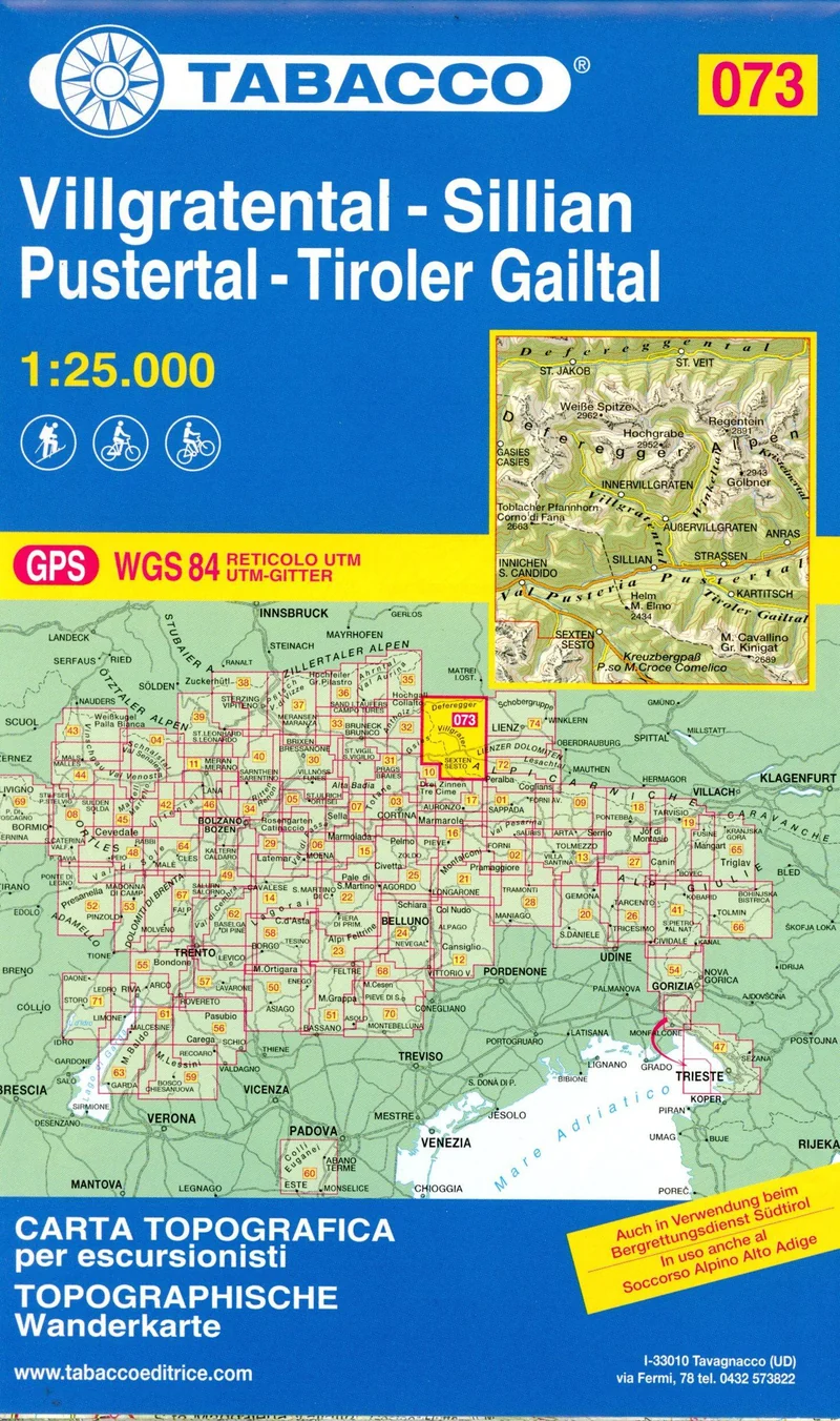 Wanderkarte 73 Villgratental-Sillian- Pustertal-Tiroler Gailtal 1:25 000